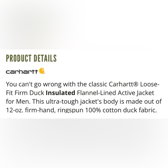 CARHARTT LK NW GRAVEL FLANNEL LINED HOODED LOOSE FIT DUCK COAT Men XL TALL/LONG - Picture 6 of 16